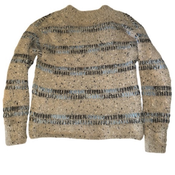 new directions Sweaters - New Directions Womens Beige Night Blooms Fuzzy Eyelash Knit Sweater Small NEW